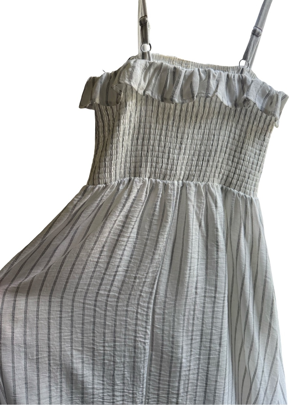 Maurices White and Gray Striped Smocked Sundress